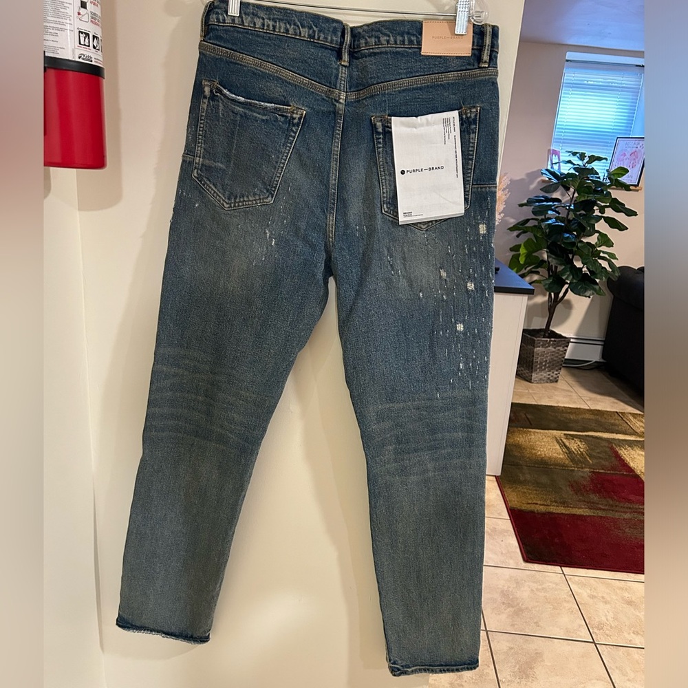 NWT Purple Brand Mens Vintage Laser Abrasions Jean P005-VLAM423 Mid Indigo Sz-36 - Picture 10 of 12